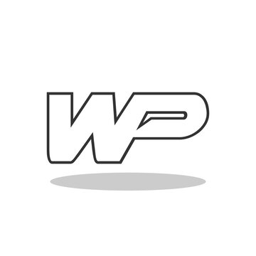 Initial letter WP logo with shadow