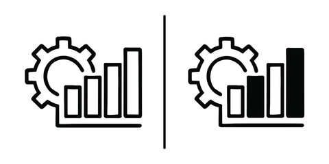 Fototapete - Process and Progress: A graphic of a cogwheel with a bar graph on both side. symbolizing the process and the progress of a business. 