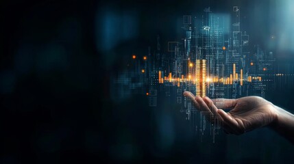 Poster - Digital transformation in business virtual environment graphic illustration technology futuristic viewpoint