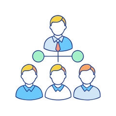 Poster - Simple illustration depicting a business organization chart showing hierarchical relationships
