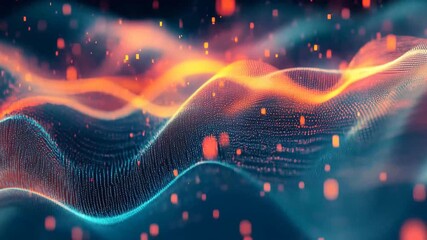 Poster - Bright waves of color flow gracefully, creating a stunning visual spectacle, while tiny sparks illuminate the digital canvas, captivating viewers with their beauty and artistry in the evening hours.