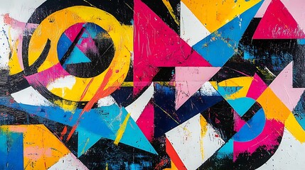 Aufkleber - abstract geometric canvas with vibrant colors and bold shapes for dynamic visual symphony modern art creative energy expressive design harmony concept.