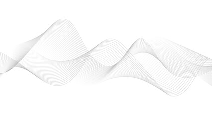 Poster - Abstract black lines wave curve motion on white background. Wavy line horizontal divider outline minimalist background. 