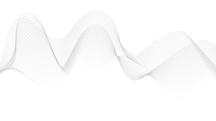 Poster - Abstract black lines wave curve motion on white background. Wavy line horizontal divider outline minimalist background. 