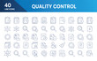 © Md - A set of 40 quality control line icons arranged in 5 rows on a white background.