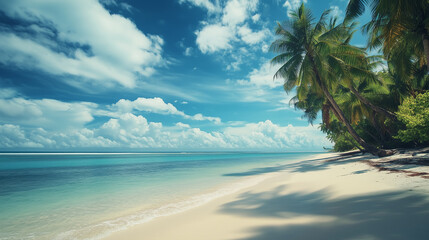 Wall Mural - blue sky over calm sea. blue sea and sunny sky on horizon over calm water