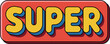 © Hassan - The word super in yellow with blue outline on a red rounded rectangle against a light background