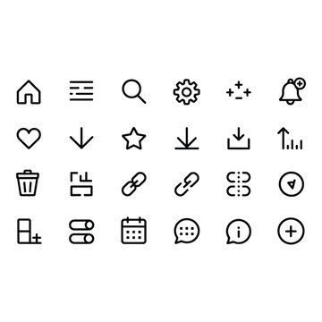 Basic user interface icons isolated on white background