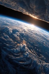 Wall Mural - Earth rising, sun peeking through clouds
