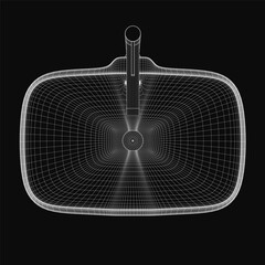Aufkleber - A 3D wireframe dustpan model stands out against a black background, showcasing realistic details and clean lines. The sink and tap elements add context to the household cleaning tool.