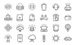 © BETHI - Technology and IT Line Icons Set with Light Up Effect – Coding, Cloud, Networking, Cybersecurity, AI, Server, and Device Interface Symbols on White Background
