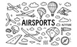 © 123levit - Adventure air sports doodles: paragliding, gliding, and sky fun elements