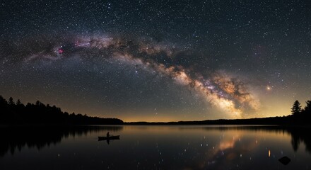 Lone Paddler Under the Milky Way