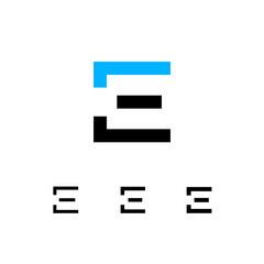 Wall Mural - technical logo letter e, digital cyber space alphabet font, set of four different thicknesses of the