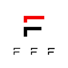 Wall Mural - technical logo letter f, digital cyber space alphabet font, set of four different thicknesses of the