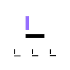 Wall Mural - technical logo letter l, digital cyber space alphabet font, set of four different thicknesses of the