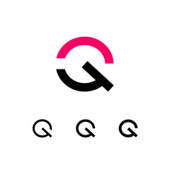 Wall Mural - technical logo letter q, digital cyber space alphabet font, set of four different thicknesses of the