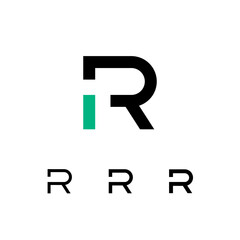 Wall Mural - technical logo letter r, digital cyber space alphabet font, set of four different thicknesses of the