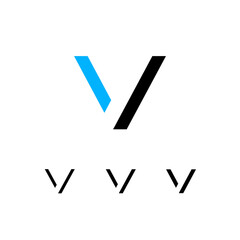 Wall Mural - technical logo letter v, digital cyber space alphabet font, set of four different thicknesses of the