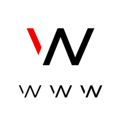 Wall Mural - technical logo letter w, digital cyber space alphabet font, set of four different thicknesses of the