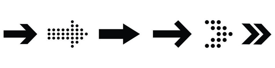 Aufkleber - set of different arrows mark. Different cursor arrow direction symbols. Collections arrows pointers. One side arrows, Dotted arrow, Flat style. Arrows vector illustration.