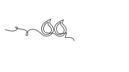 Poster - Animated self drawing of continuous line draw quote mark. Full length one line animation. 4K