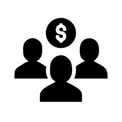 Poster - Crowdfunding team investment group dollar sign finance business collaboration and wealth management icon vector