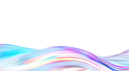 Poster - Abstract  holographic wave.Flow iridescent fluid.Dynamic spectrum ribbon.