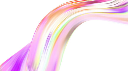 Poster - Abstract  holographic wave.Flow iridescent fluid.Dynamic spectrum ribbon.