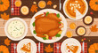 © Muhammad - Festive Thanksgiving Feast Top-Down View of a Delicious Turkey Dinner Spread