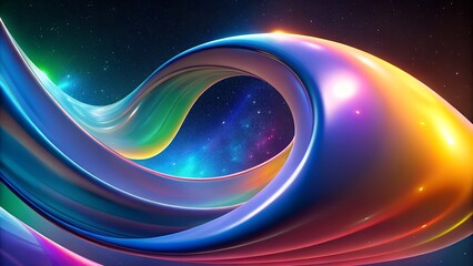 Poster - Colorful 3D Wave in Outer Space – Abstract Gradient Ribbon Flow, Background 