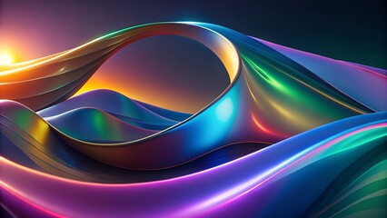 Poster - Futuristic 3D Colorful Loop with Glossy Wave Structure Background 