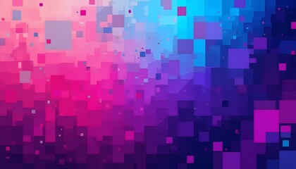 Aufkleber - Abstract background with a mosaic of squares in shades of pink, purple, blue, and white, creating a vibrant and dynamic design.
