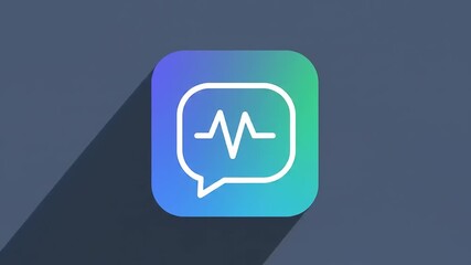 Modern communication app icon featuring a heartbeat line within a speech bubble design