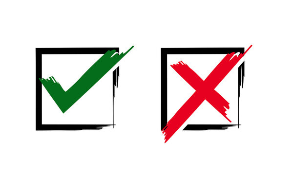 Acceptance and rejection symbol vector buttons for vote, election choice.