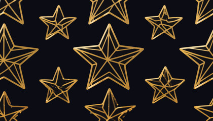 Poster - Elegant gold star pattern on a dark background for festive and stylish designs