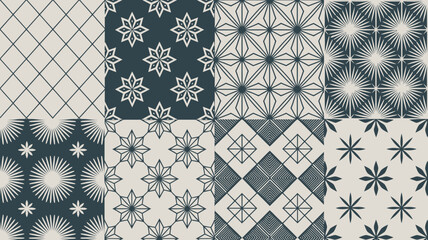 Poster - Geometric patterned tiles in various designs and colors, a modern abstract background