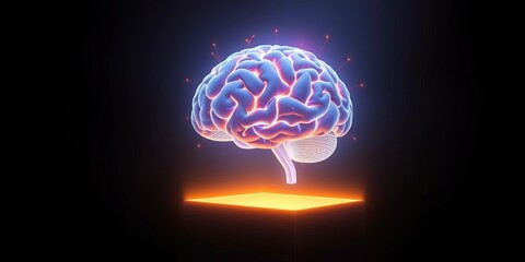 Poster - A glowing brain floats outside a dark box, radiating light,  solution,   intrigue