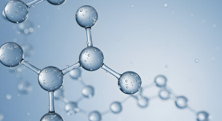 Poster - Abstract Molecular Structure Interconnected Spheres and Rods on Light Blue Background Illustrating Scientific