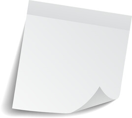 Poster - Blank white sticky note featuring a curled corner, casting a soft shadow on a clean white background, offering ample space for text or creative design elements