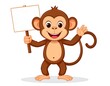 © somad - Cartoon monkey cheerfully waving with a blank sign ready for your personalized message