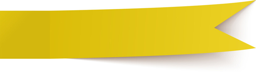Aufkleber - Yellow curved ribbon banner casting a soft shadow on a clean white background creates a versatile illustration ideal for various graphic design projects and marketing materials