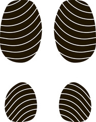 Poster - Simple graphic design showing four identical black and white oval shapes with diagonal stripes, arranged in two rows of two, creating a basic pattern against a white background