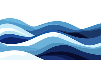 Poster - Abstract layered blue wave background with smooth flowing curves in flat minimalist vector style for modern design and creative projects