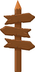 Aufkleber - Wooden signpost featuring three empty arrows pointing in various directions, perfect for guiding choices or adding a rustic, vintage element to design projects