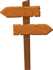 Poster - Two weathered wooden arrow signs pointing in opposite directions are attached to a sturdy wooden post, suggesting a choice or decision to be made