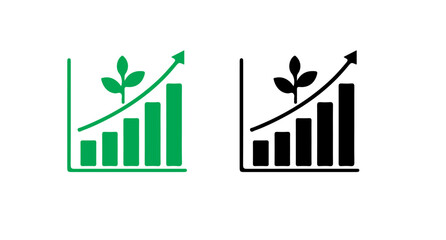 Poster - a graphical representation of growth with bars and a plant in green and black colors