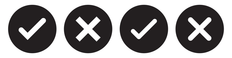 Poster - Checkmark cross icon Checkmark icon set. Checkmark right symbol tick sign. 