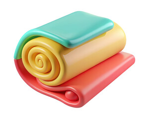 Poster - Abstract colorful rolled material 3d render isolated on background pastel aesthetic design smooth surfaces and vibrant colors