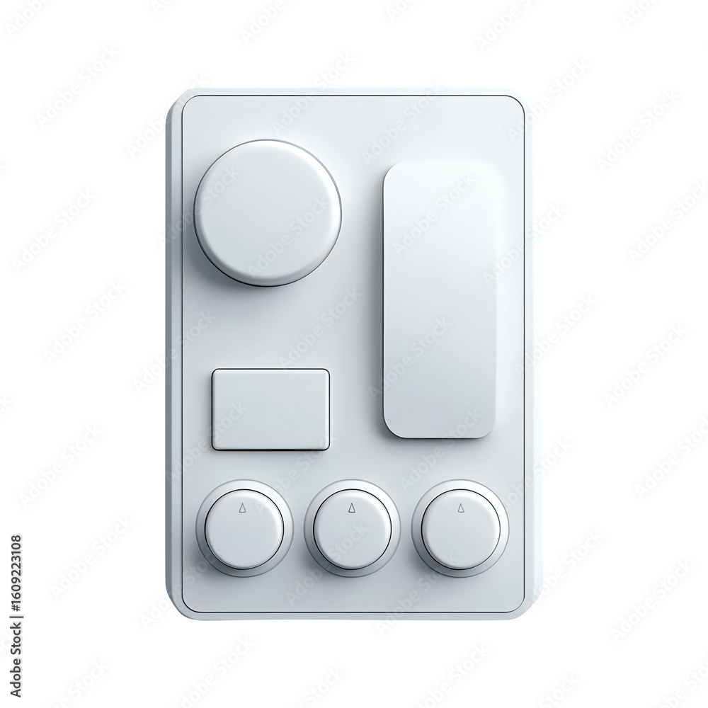 White control panel with switches , isolated on fully transparent png ...
